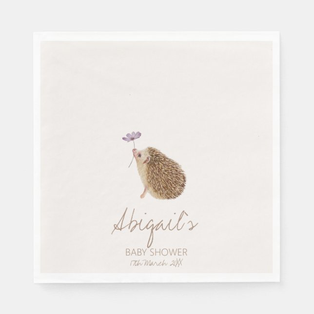 Serviette En Papier Baby shower forestier de Hérisson (Devant)