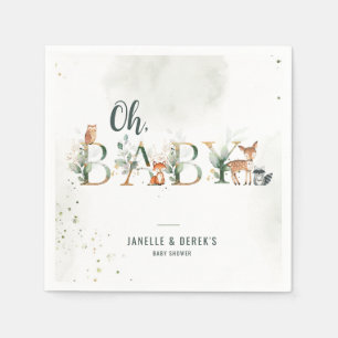Serviette En Papier Baby shower forestier verdoyant