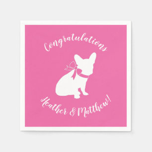 Serviette En Papier Baby shower français de Bulldog, français rose