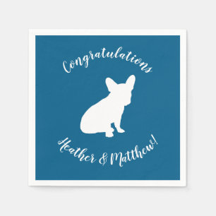 Serviette En Papier Baby shower français de Bulldog Frenchie Blue