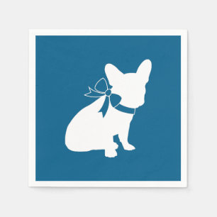 Serviette En Papier Baby shower français de Bulldog Frenchie Blue