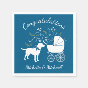 Serviette En Papier Baby shower français de Bulldog Frenchie Blue