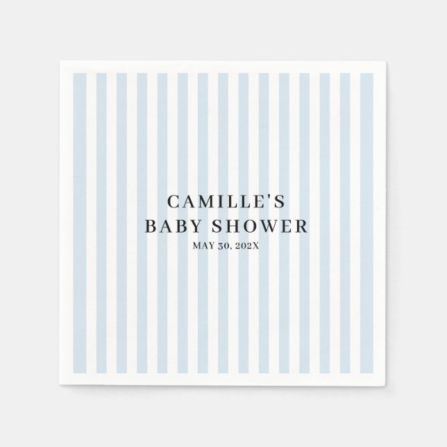 Serviette En Papier Baby Shower Garçon à carreaux bleus (Devant)