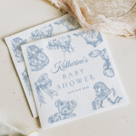Serviette En Papier Baby shower Garçon bleu Toile de Jouy