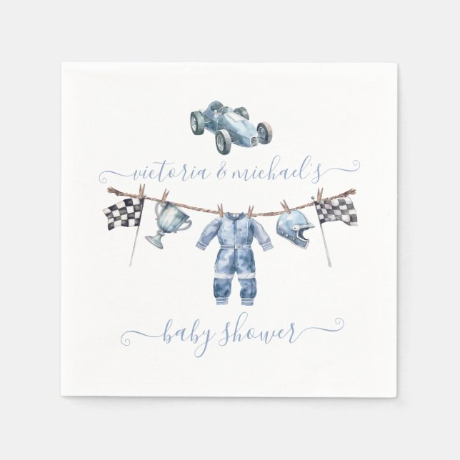 Serviette En Papier Baby shower Garçon de course automobile (Devant)