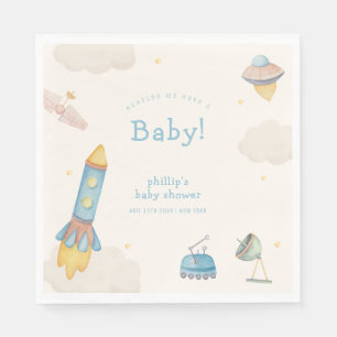 Serviette En Papier Baby Shower Garçon Fusée Espace Bohème
