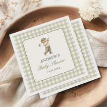 Baby Shower Garçon Golf Gingham Vert