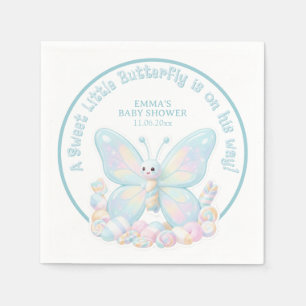Serviette En Papier Baby Shower Garçon Papillon Guimauve Bleue