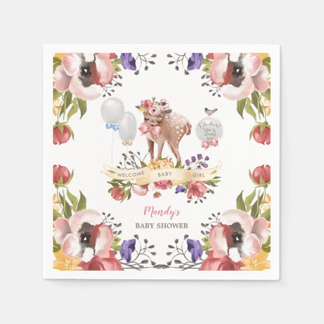 Serviette En Papier Baby shower Girl Oh Deer (Devant)