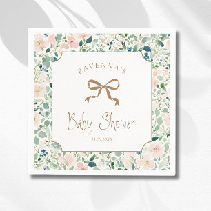 Serviette En Papier Baby Shower Grandmillénaire Rose Navy Floral Or