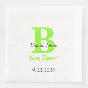 Serviette En Papier Baby shower Green Jungle Thème Monogramme Nom