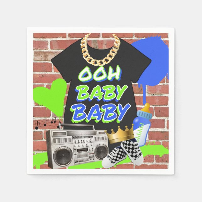 Serviette En Papier Baby shower Hip hop des années 80/90 rétro (Devant)
