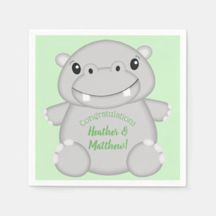 Serviette En Papier Baby shower Hippo