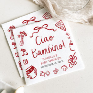 Serviette En Papier Baby shower Italien Pizza Ciao Bambino