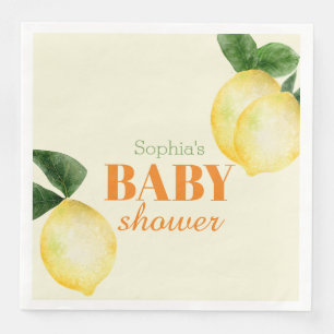 Serviette En Papier Baby Shower Jaune Citron Aquarelle