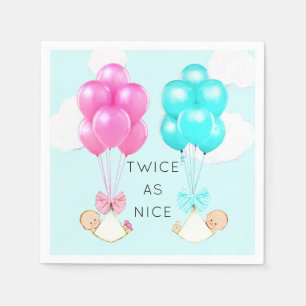 Serviette En Papier Baby shower jumeaux