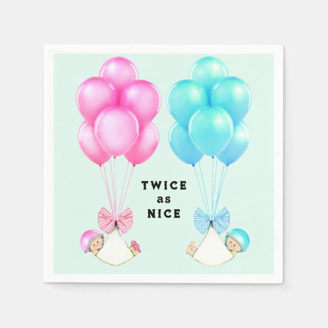 Serviette En Papier Baby shower jumeaux (Devant)