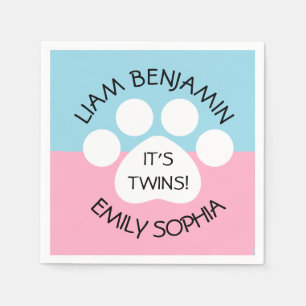 Serviette En Papier Baby shower - Jumeaux Fraternal - Thème Empreinte 