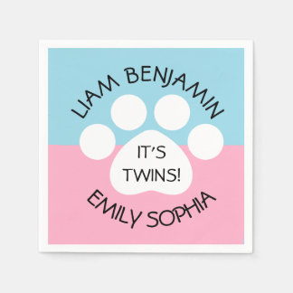 Serviette En Papier Baby shower - Jumeaux Fraternal - Thème Empreinte 