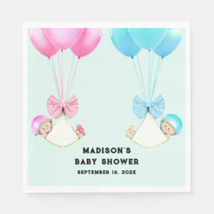 Serviette En Papier Baby shower jumeaux personnalisé