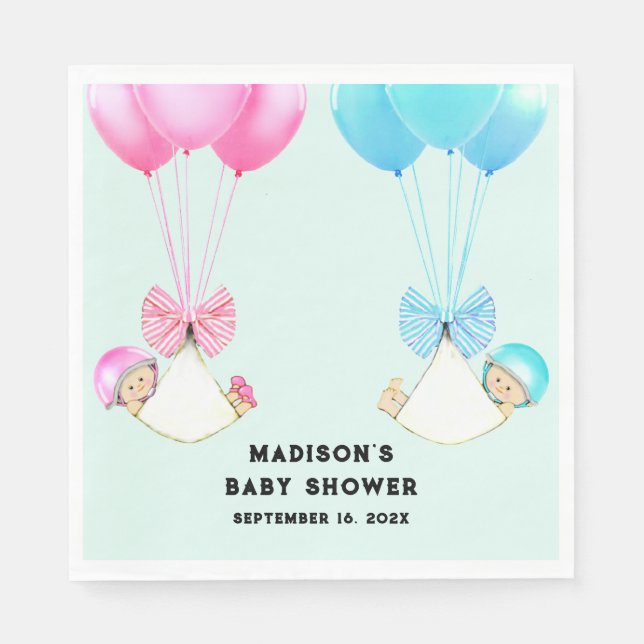 Serviette En Papier Baby shower jumeaux personnalisé (Devant)