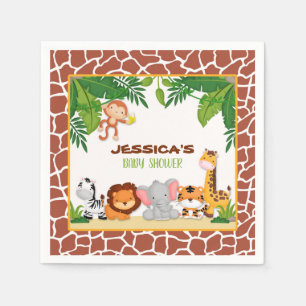 Serviette En Papier Baby shower Jungle Napkin