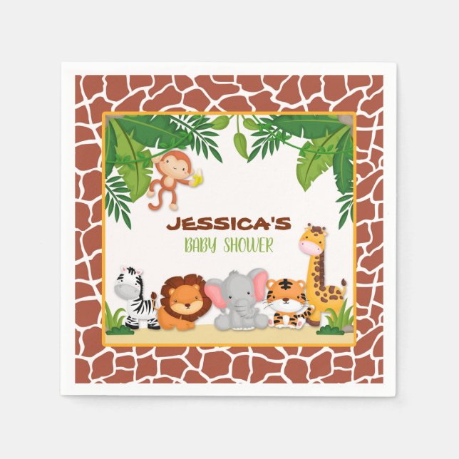 Serviette En Papier Baby shower Jungle Napkin (Devant)