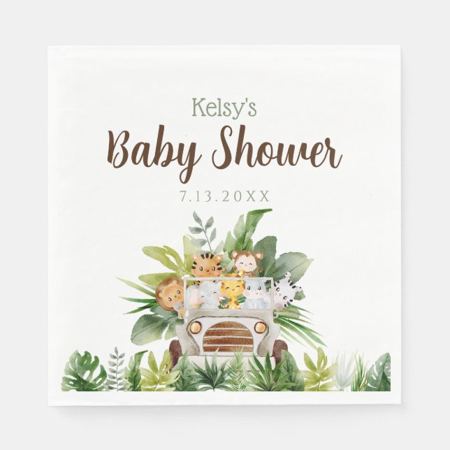 Serviette En Papier Baby shower Jungle Safari Baby Animaux (Devant)