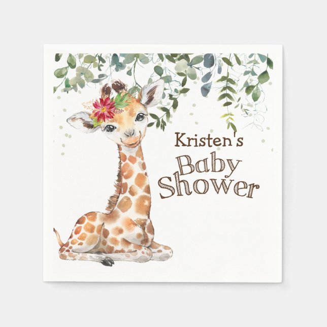 Serviette En Papier Baby shower Jungle Safari Giraffe (Devant)