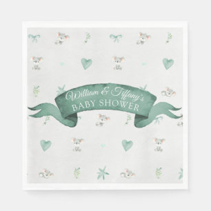 Serviette En Papier Baby shower Koala pour bébé vert et gris