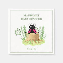Serviette En Papier Baby shower Ladybug d'aquarelle rose