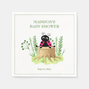 Serviette En Papier Baby shower Ladybug d'aquarelle rose