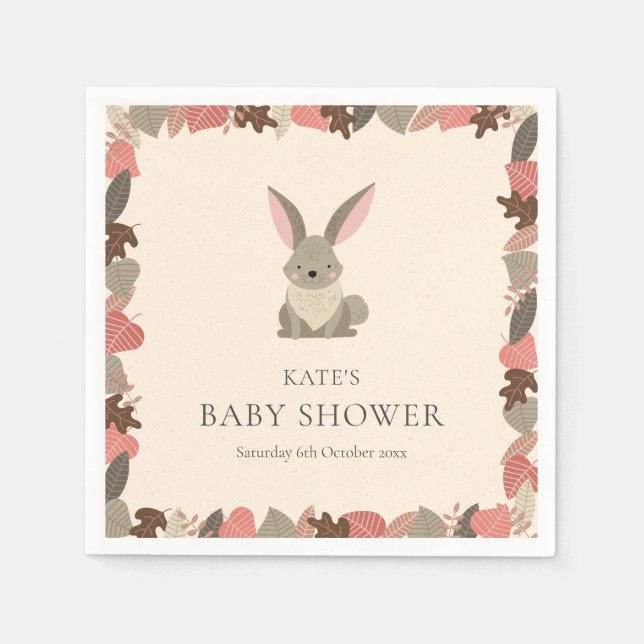 Serviette En Papier Baby shower lapin en bois mignon / Saupoudrer (Devant)