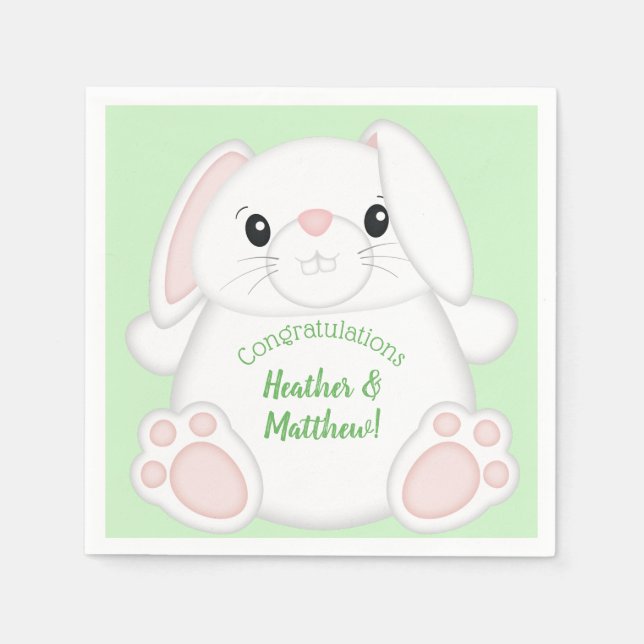 Serviette En Papier Baby shower lapin lapin (Devant)