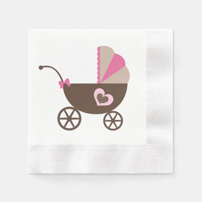 Serviette En Papier Baby shower léopard et rose (Devant)