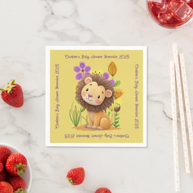 Serviette En Papier Baby shower Lion Cub (En situation)