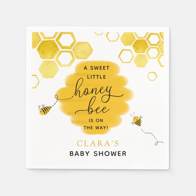 Serviette En Papier Baby shower Little Honey Bee (Devant)