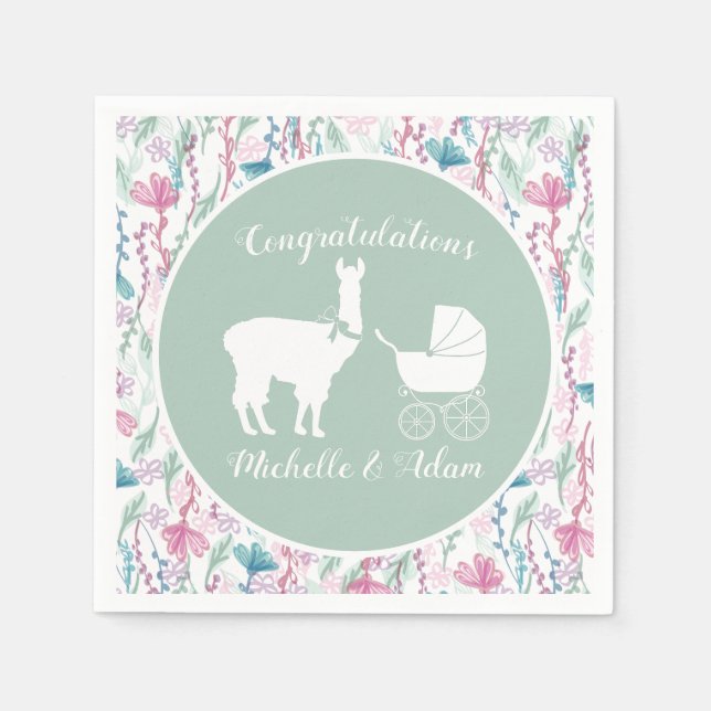 Serviette En Papier Baby shower Llama (Devant)