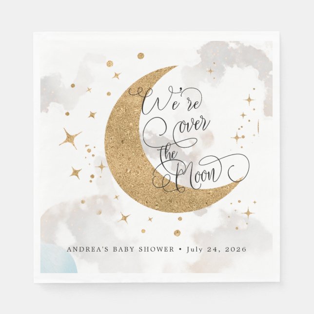Serviette En Papier Baby shower Lune (Devant)