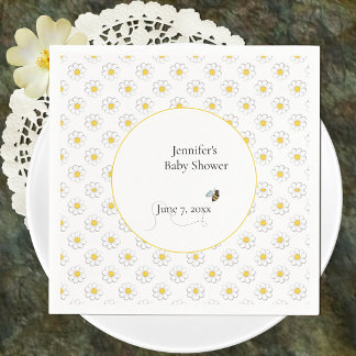 Serviette En Papier Baby-Shower Maman-Abeille Blanc