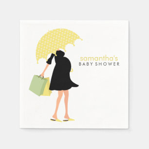 Serviette En Papier Baby shower maman parapluie {jaune}