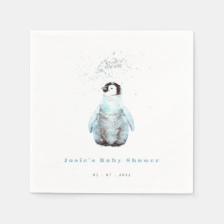 Serviette En Papier Baby Shower Manchot Hiver