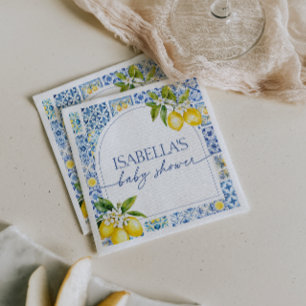 Serviette En Papier Baby shower méditerranéen au citron de la côte ama