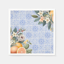 Serviette En Papier Baby Shower Méditerranéen Carreaux