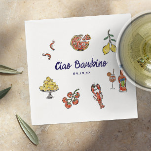 Serviette En Papier Baby shower méditerranéen italien Ciao Bambino