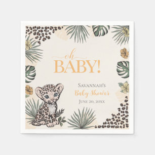 Serviette En Papier Baby Shower Mignon Petit Léopard Jaune