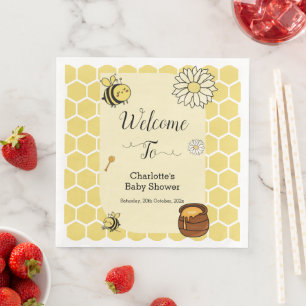 Serviette En Papier Baby Shower Mignonne Abeille avec Miel Sucré