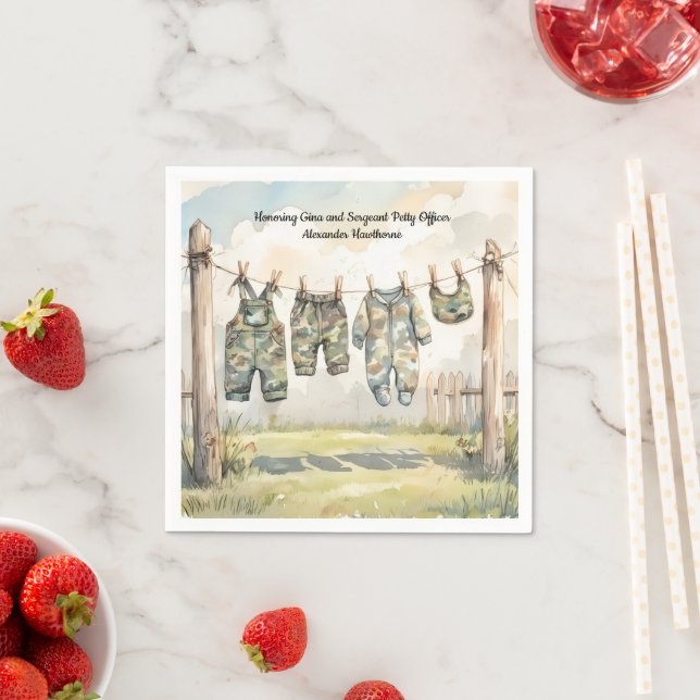 Serviette En Papier Baby-Shower Militaire  (En situation)