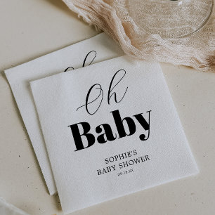 Serviette En Papier Baby shower minimal noir blanc Oh