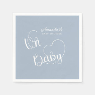 Serviette En Papier Baby-shower minimaliste Bleu Poussière